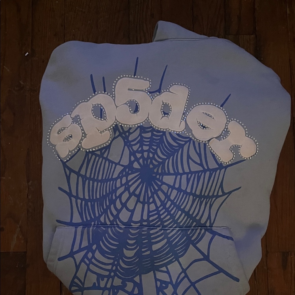 Sp5der Blue Cardigan Sweater